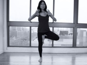 yoga practicing patience  black and white 4